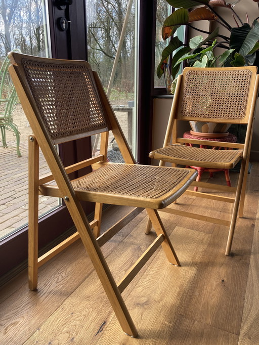 2x Vintage Webbing Folding Chairs