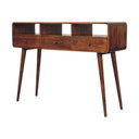 Console Table with 3 Drawers in Solid Mango Wood with Chestnut Finish