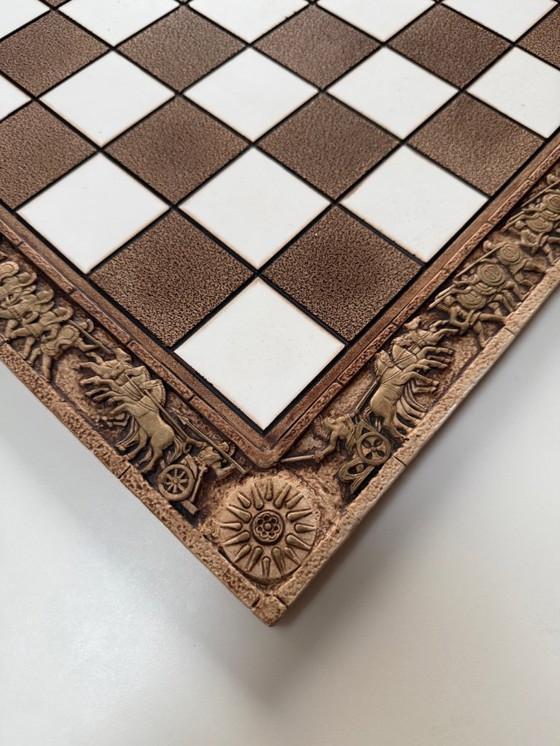 Image 1 of Jeu d'échecs en pierre naturelle, pièces grecques de haute qualité.