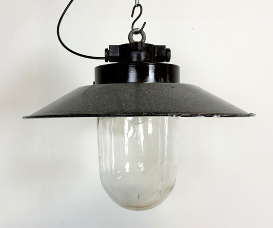 Image 1 of Lampada a sospensione industriale in smalto grigio, anni '60