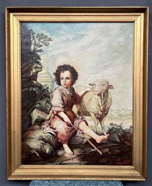 Schilderij "De Goede Herder". Olieverf op doek. – schilderijen tekeningen, Canvas (photo 2 of 7)