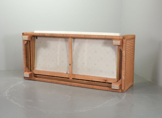 Image 1 of Luxurious Mid-Century Italian Design Gasparuzzii Reed White Lounge Greenhouse Sofa. Italy, 1980s