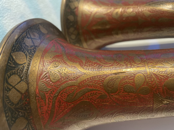 Image 1 of 2x Indian trumpet vases/chalices