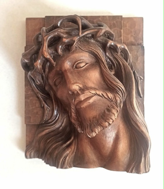 Bas relief tête de Christ couronné d'épines Hauteur 23,2 cm – Sculptures, Wood (photo 3 of 14)