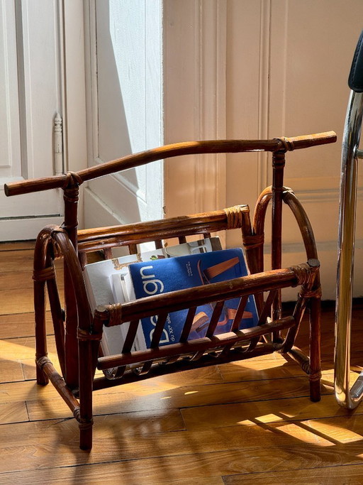 Rattan Magazine Rack – tijdschriftenrek, Wood