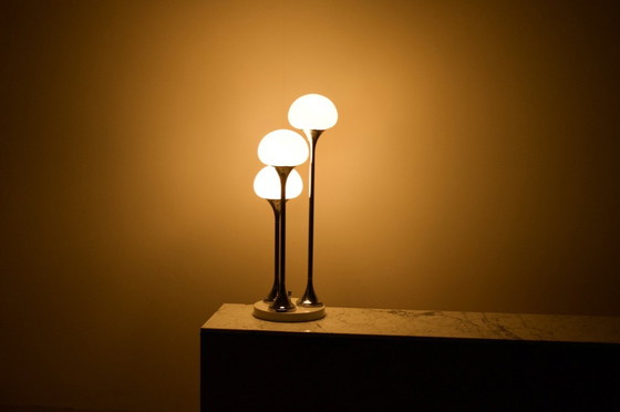 Image 1 of LAMPE ITALIENNE 3 GLOBES ANNÉES 70' DANS LE GOÛT DE REGGIANI