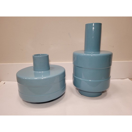 Image 1 of Pair of vintage blue vases by Roche Bobois, France