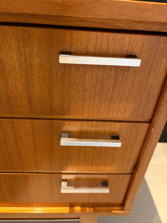 Vintage Mid-Century Chest of Drawers with 3 Drawers | 1960s Style, Wood, Brown (photo 9 of 10)
