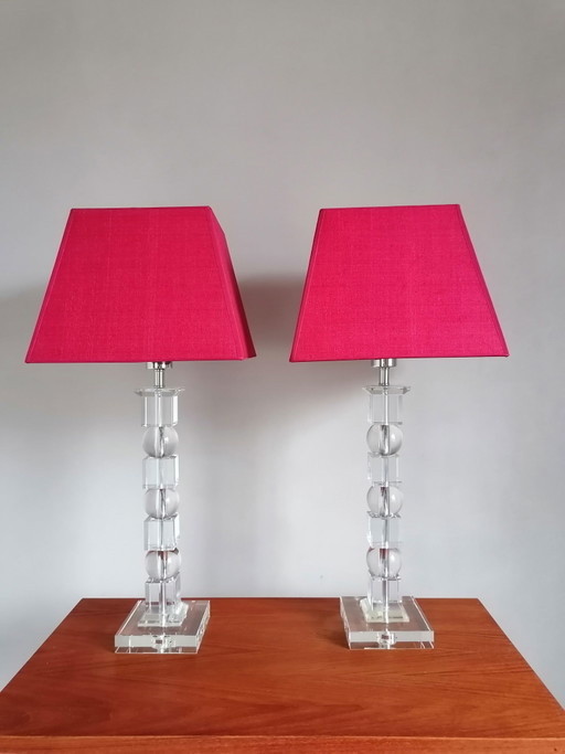 2 lámparas de mesa de Lucite MCM