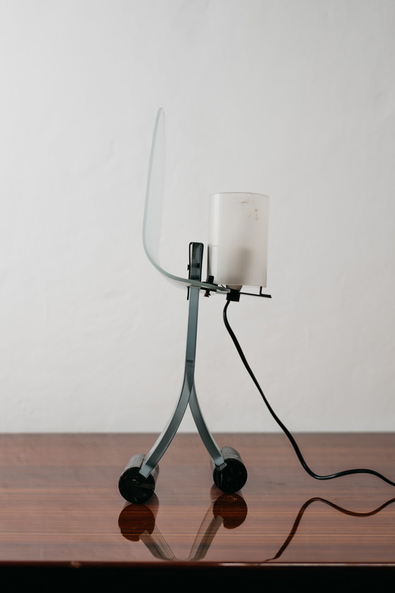 Image 1 of Table Lamp Silhouette Design Table Lamp Marble & Glass 1980's Postmodern