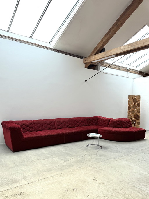 LaAuser Modular Samt Canapé Fauteuil Bordeaux Rouge, Allemagne 1970s