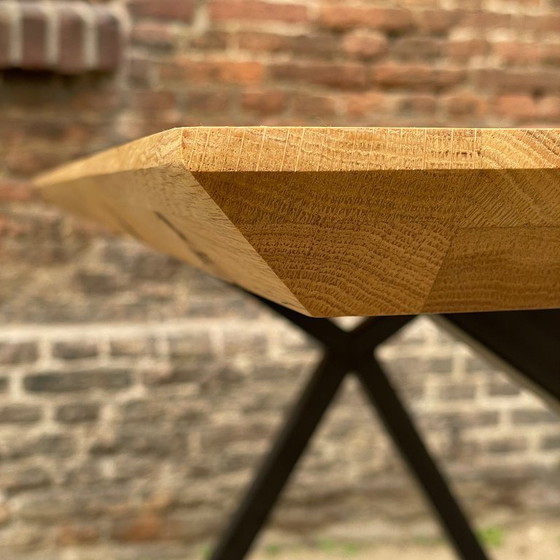 Artisan Dining table | Solid Oak & Metallic Blue Epoxy (photo 2 of 5)
