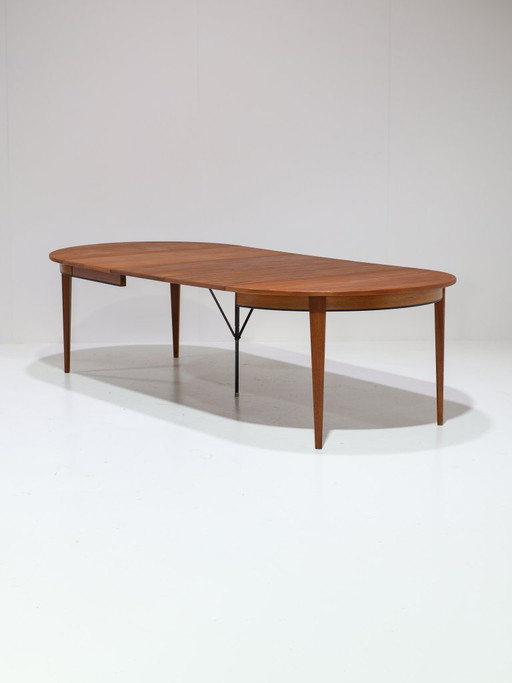 Extendable dining table Omann Jun 55 teak vintage Danish