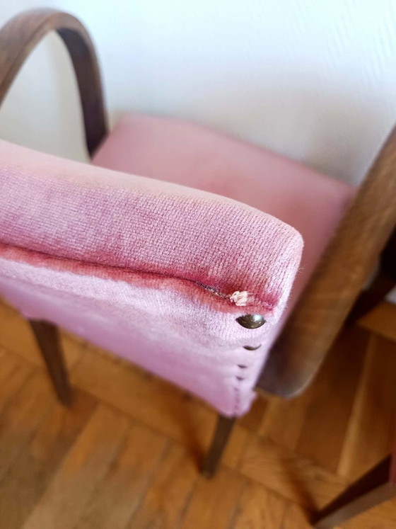 Image 1 of 2x Art Deco roze fluwelen fauteuils met snormotief