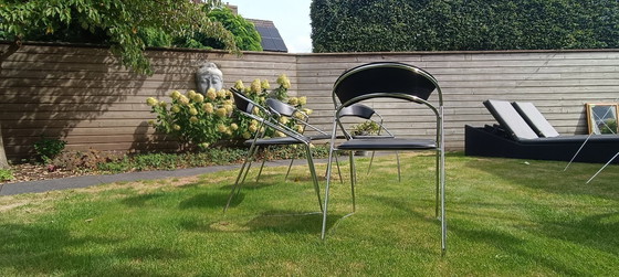 Image 1 of 4x Post moderner Draht-Edelstahl-Esszimmerstuhl