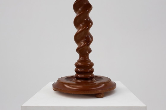 Image 1 of Mesa auxiliar o pedestal Art Déco de roble macizo con base retorcida, Francia años 40