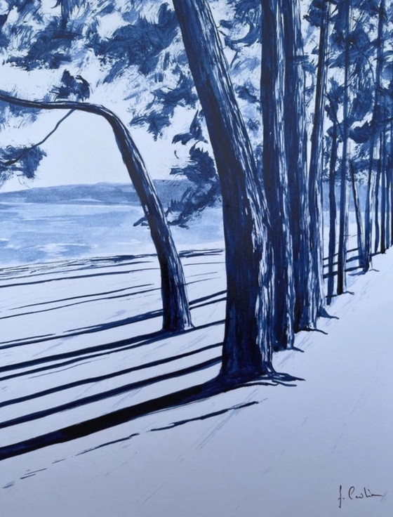 Image 1 of Indigo-inkt op wit papier, 40x30cm