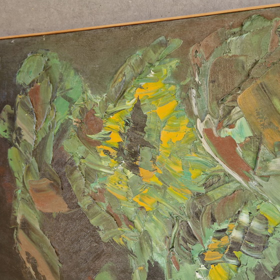 Image 1 of Pintura al óleo de mediados de siglo sobre lino: Girasoles, década de 1960/70