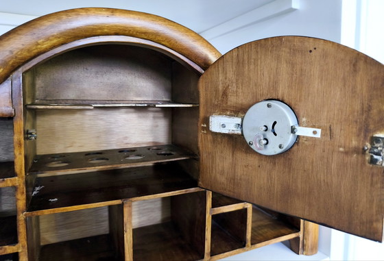 Raro Gabinete Art Decó para Especias de los años 30 con Reloj – Procedencia Original "de Bijenkorf" y Tarros (photo 8 of 12)
