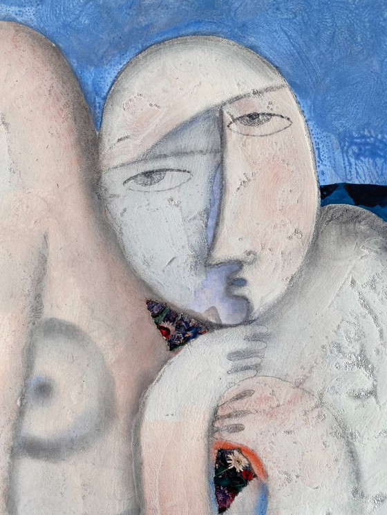 Image 1 of Expressionistisch en erotisch schilderij van N. Boéri Véfour. Frankrijk, jaren 2000.