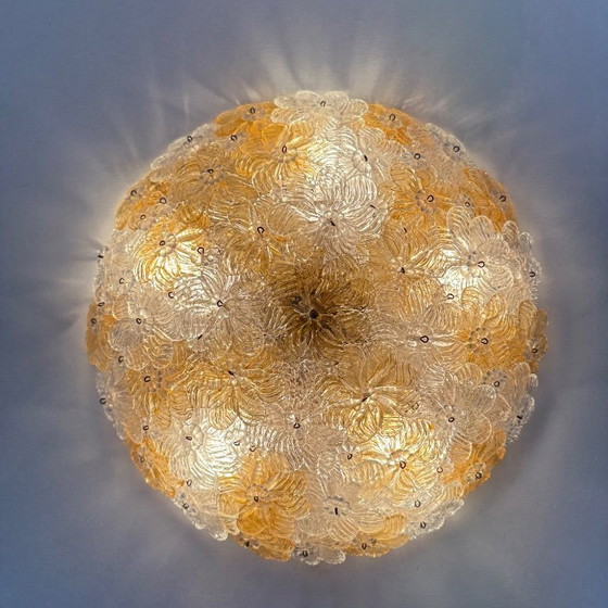 Image 1 of Barovier & Toso Wall Sconce / ceiling lamp , Millefiori flowers , Italy , 1970s