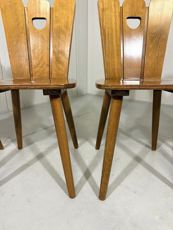 Image 1 of Set of 4 Brutalist farmhouse dining chairs 1950s