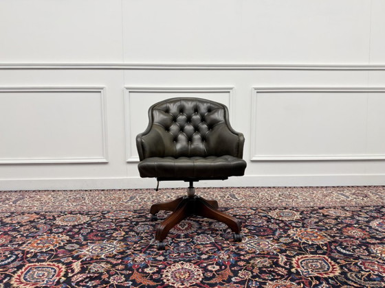 Classica sedia da ufficio inglese Wade Chesterfield – Sedie da ufficio, Leather, Wood (photo 2 of 8)