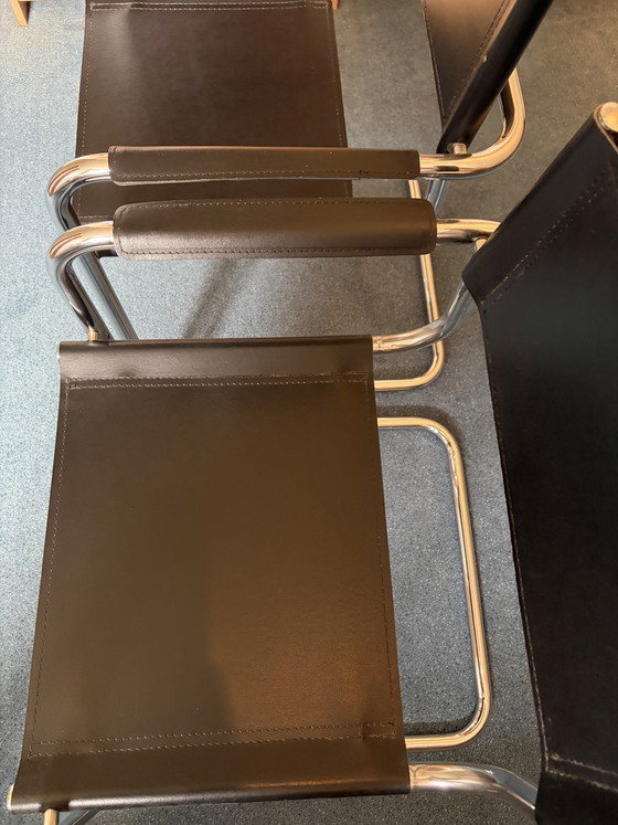 Image 1 of 2 x vintage leather tubular frame chairs