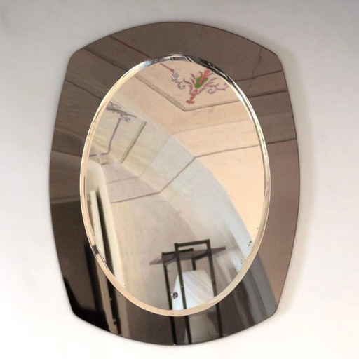 1 miroir mural biseauté de style moderne du milieu du siècle, Italie, années 1970