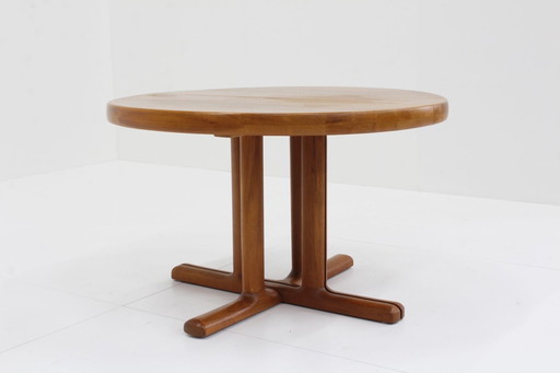 Vintage Danish Round Extendable Dining Table Teak