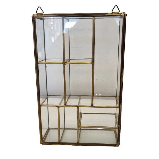 Image 1 of Hollywood Regency Wandschrank aus Glas und Messing