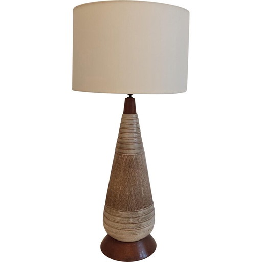 Lampada vintage in ceramica e legno, Danimarca