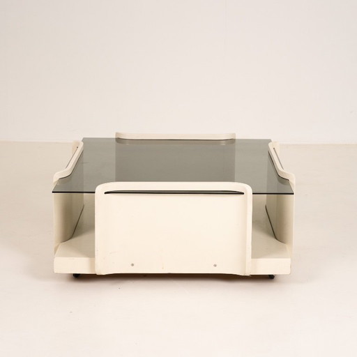 Italian Coffee Table – salontafels, Glass, Wood (photo 2 of 7)