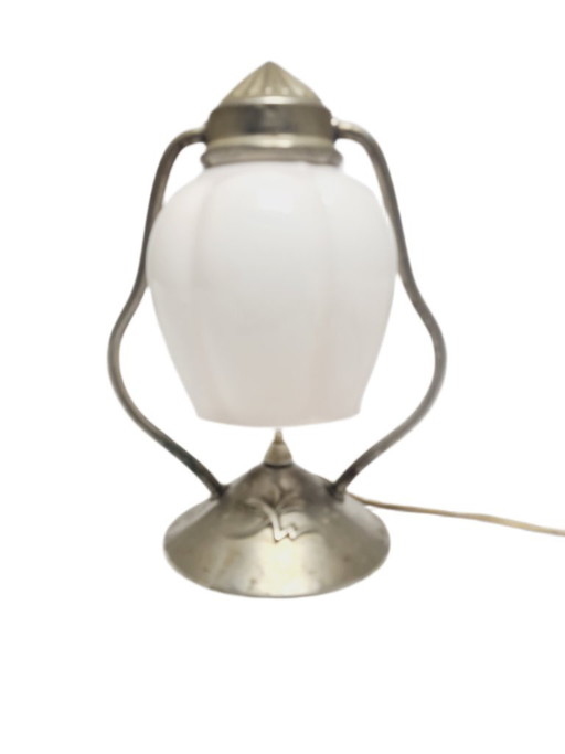 Art Deco Bedside Lamp, Poland, 1950s – tafellampen, Glass, Metal (photo 2 of 9)