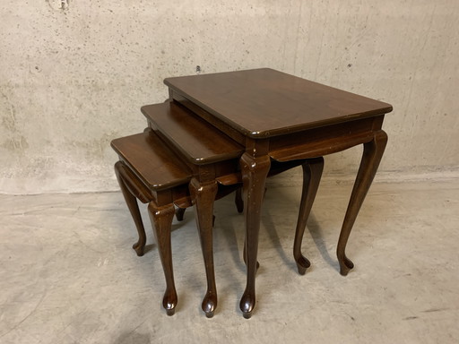 Beistelltischset im Queen-Anne-Stil aus Mahagoni. Mini-Set