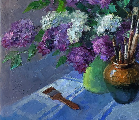 Original Oil Painting Spring Flowers Still Life With Lilac – Paintings & Drawings, Canvas (photo 6 of 7)