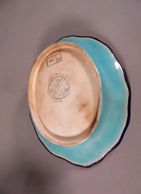 Longwy enamels, Important lobed plate with polychrome floral decoration, 20th century, Bowls, Porcelain (photo 12 of 12)
