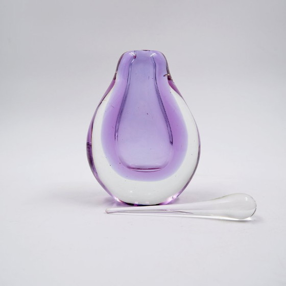 Image 1 of Murano blown glass perfume bottle, purple "Sommerso"