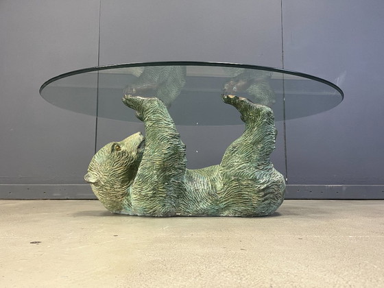 Image 1 of Vintage brass bear coffee table, 1970s 