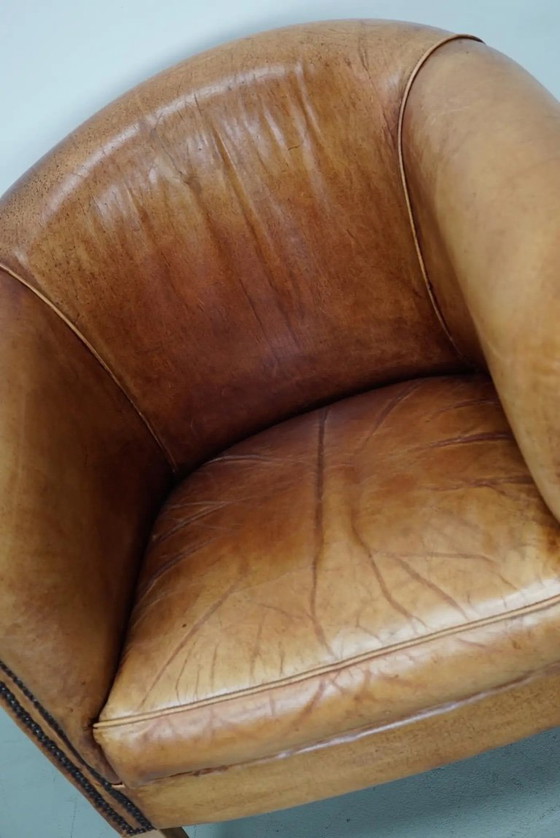 Image 1 of Vintage Nederlandse cognackleurige leren clubfauteuil