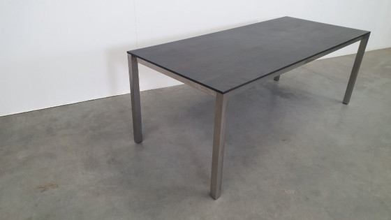 Image 1 of Arco Tisch aus reiner Eiche, geräuchertem Edelstahl, niederländisches Design, 210 x 90