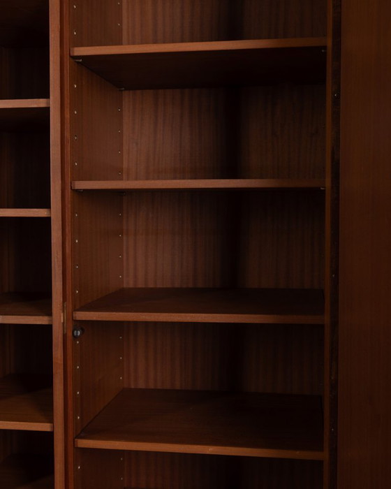 Image 1 of 1960s Italian Design Two-Door Wardrobe in Wood and Fabric