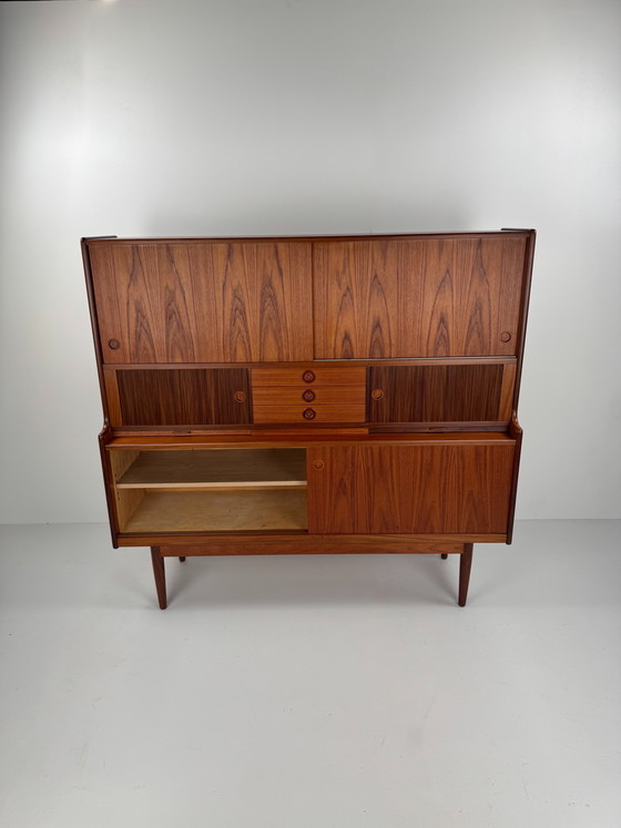 Image 1 of Johannes Andersen Highboard for J. Skaaning & Søn – Danish Design with Hidden Bar, 1960s