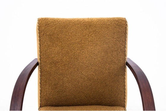 Image 1 of Two Yellow boucle armchairs by J. Halabala, Czechoslovakia, 1930s