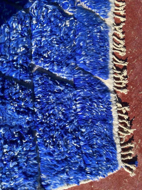 Beni Ouarain Berber rug in Majorelle blue, 250x150 cm, natural wool, Rugs & carpets, Cotton, Scandinavian (photo 7 of 8)