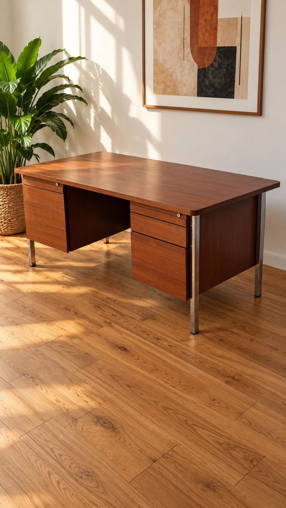 Scrivania ORDO vintage design scandinavo – Scrivanie, Legno, Cromo (photo 4 of 9)