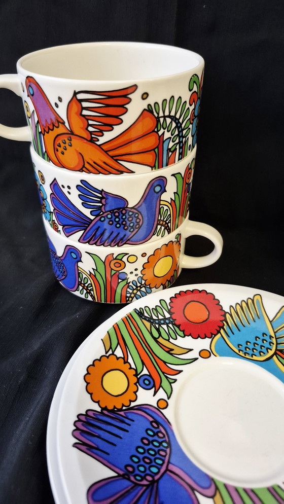 Image 1 of 7 tazze da caffè Acapulco Villeroy & Boch + 2 piattini con logo marrone