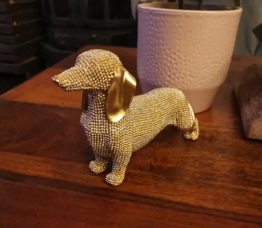 Dackel-Hundestatuette aus Kunstharz