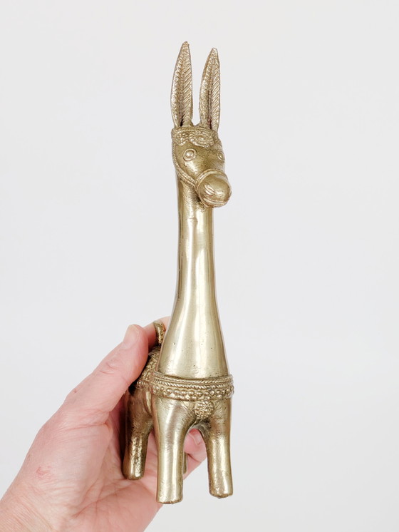 Image 1 of 3 statuette vintage in ottone raffiguranti asinelli o lama | Animali decorativi di metà secolo
