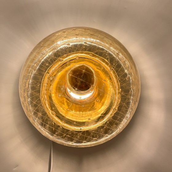 Image 1 of Vintage wand- en plafondlamp in Space Age-stijl met amberkleurig glas, circa jaren 70.